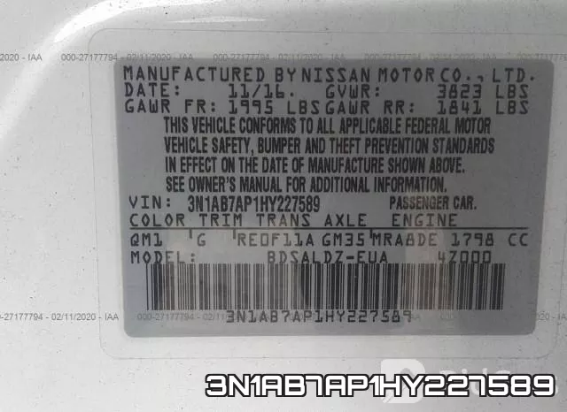 3N1AB7AP1HY227589 фото 10