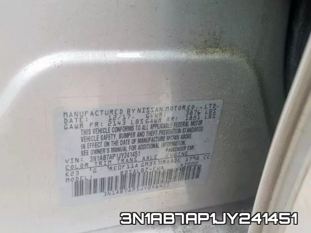 3N1AB7AP1JY241451 фото 2