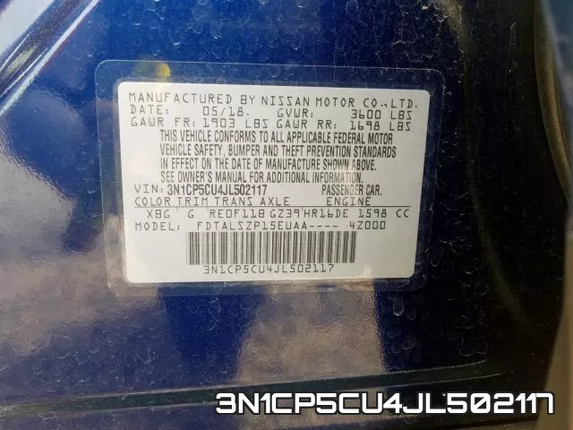 3N1CP5CU4JL502117 фото 2