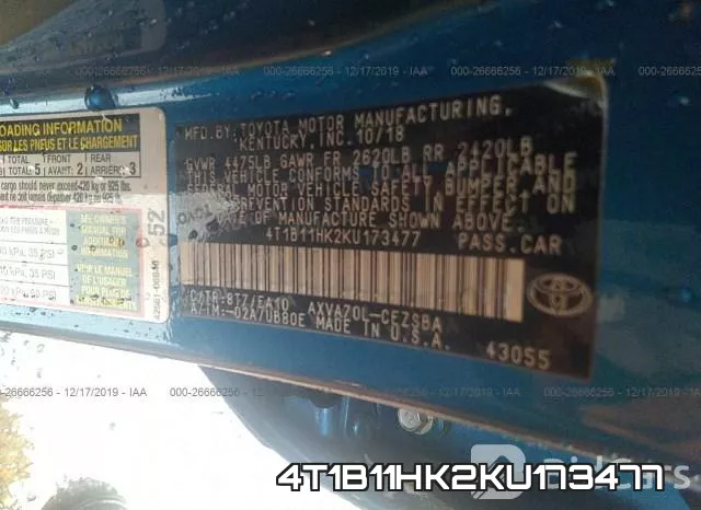 4T1B11HK2KU173477 фото 10