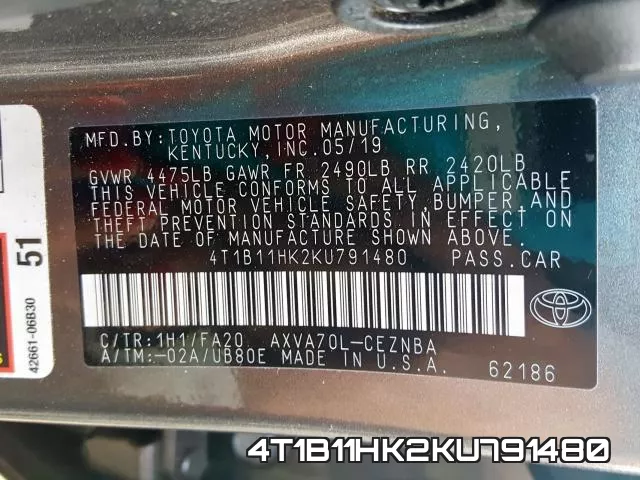 4T1B11HK2KU791480 фото 2