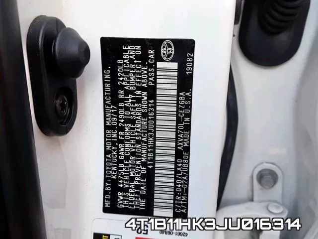 4T1B11HK3JU016314 фото 2