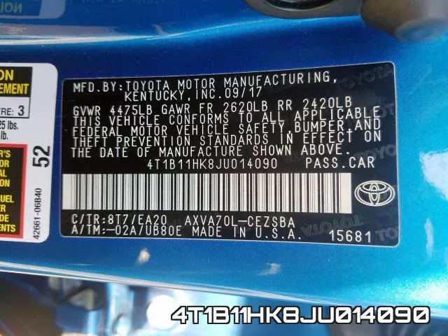 4T1B11HK8JU014090 фото 2