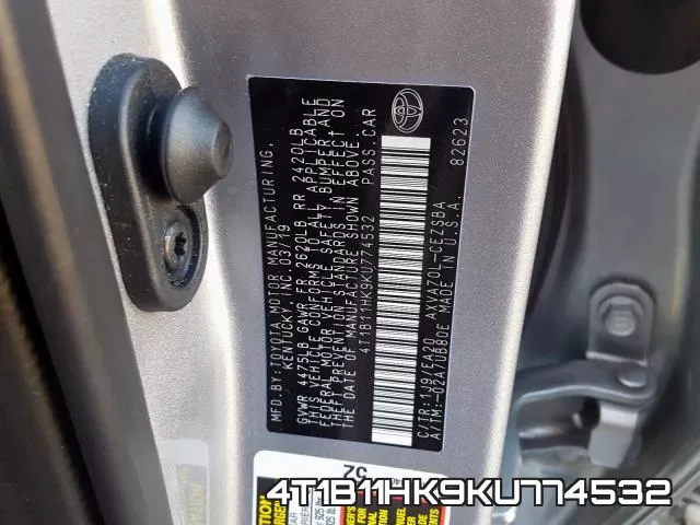 4T1B11HK9KU774532 фото 2
