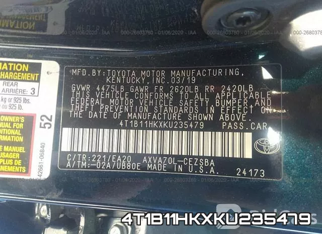 4T1B11HKXKU235479 фото 10