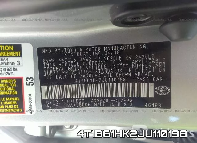 4T1B61HK2JU110198 фото 10