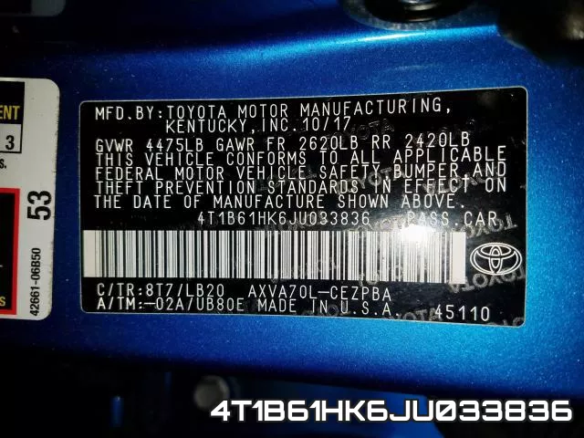 4T1B61HK6JU033836 фото 2