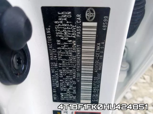 4T1BF1FK0HU424851 фото 2