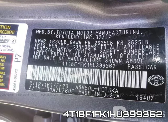 4T1BF1FK1HU399362 фото 10