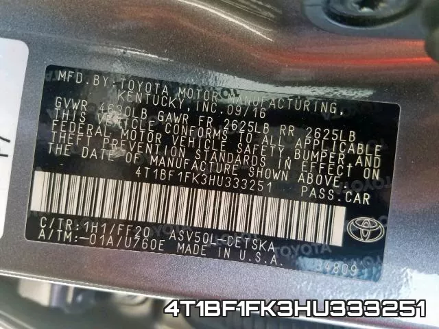 4T1BF1FK3HU333251 фото 2