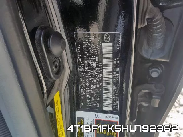 4T1BF1FK5HU792362 фото 2