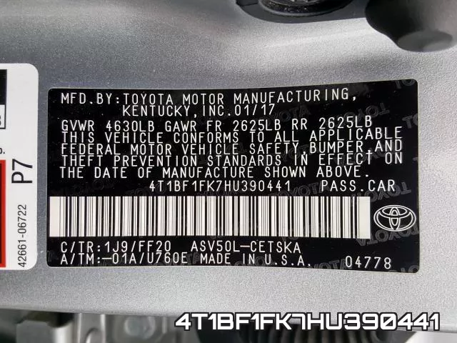 4T1BF1FK7HU390441 фото 2