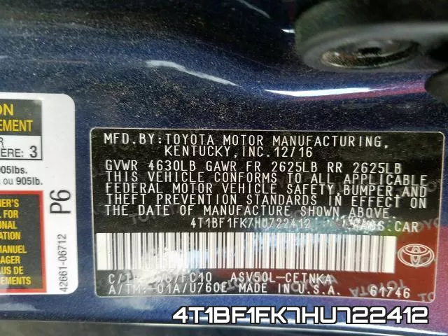4T1BF1FK7HU722412 фото 2