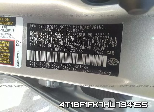 4T1BF1FK7HU734155 фото 10