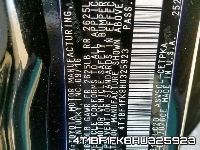 4T1BF1FK8HU325923 фото 2