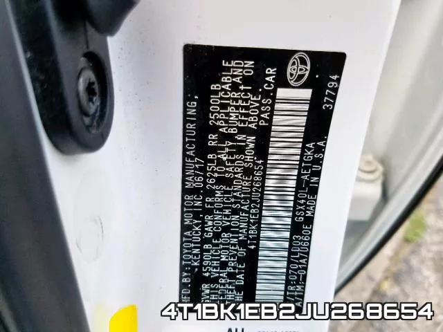 4T1BK1EB2JU268654 фото 2