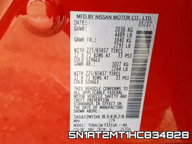5N1AT2MT1HC834828 фото 2