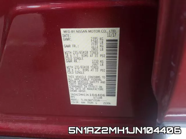 5N1AZ2MH1JN104406 фото 2