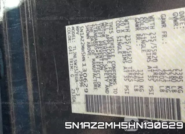 5N1AZ2MH5HN130629 фото 10