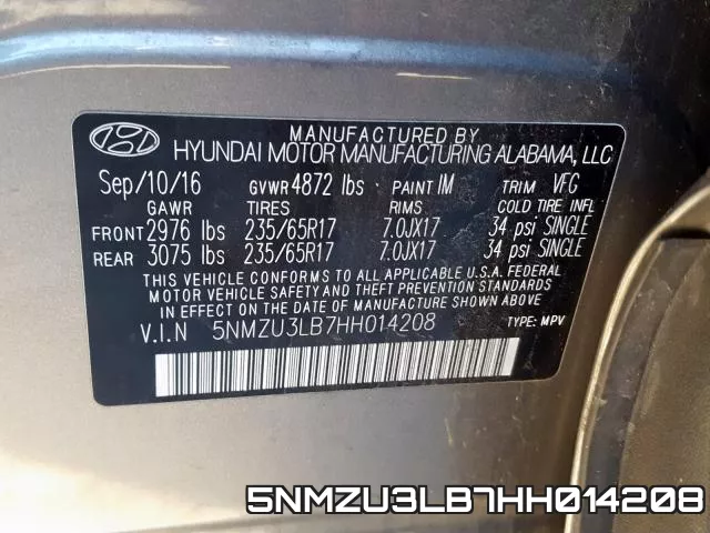 5NMZU3LB7HH014208 фото 2