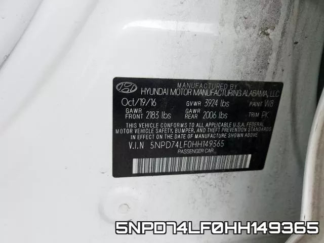 5NPD74LF0HH149365 фото 2