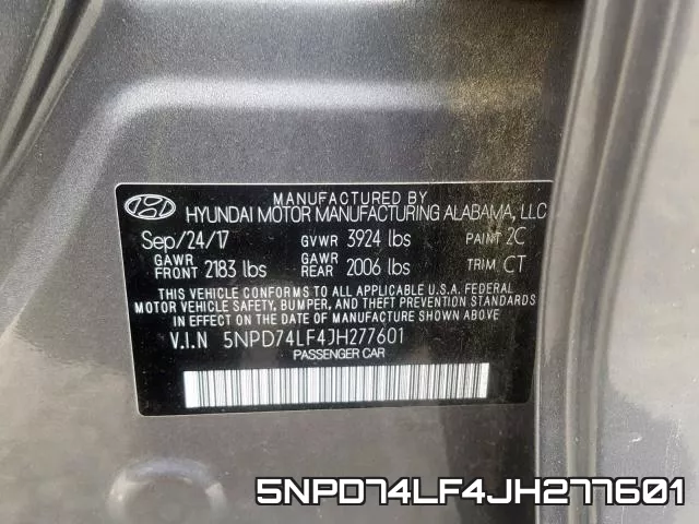 5NPD74LF4JH277601 фото 2