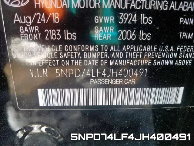 5NPD74LF4JH400491 фото 2