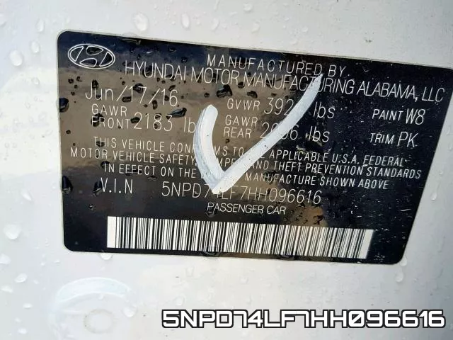 5NPD74LF7HH096616 фото 2