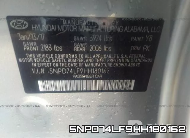5NPD74LF9HH180162 фото 10