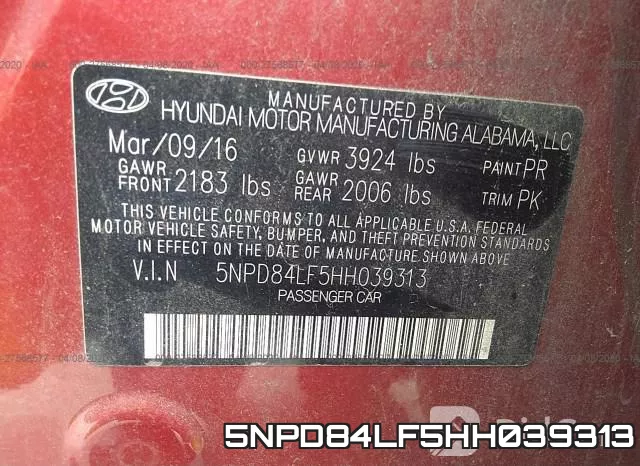 5NPD84LF5HH039313 фото 10