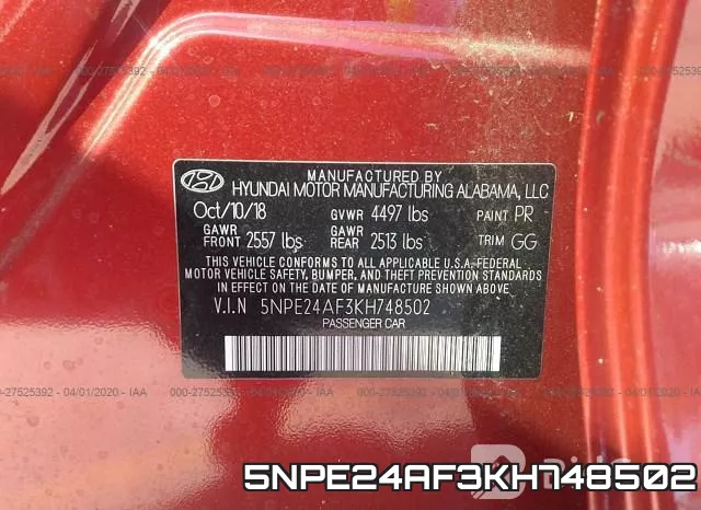 5NPE24AF3KH748502 фото 10