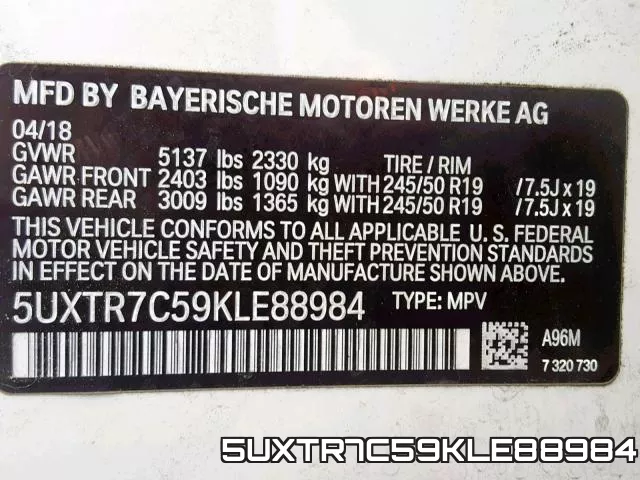 5UXTR7C59KLE88984 фото 2