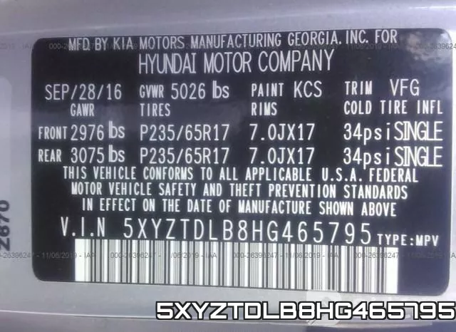 5XYZTDLB8HG465795 фото 10