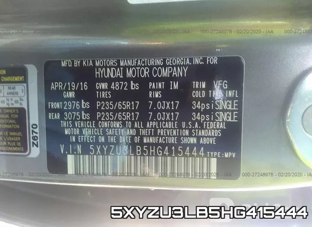 5XYZU3LB5HG415444 фото 10