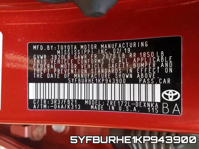5YFBURHE1KP943900 фото 2