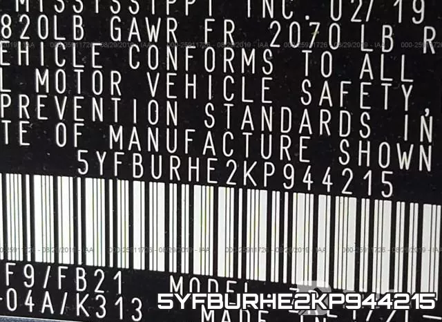 5YFBURHE2KP944215 фото 10