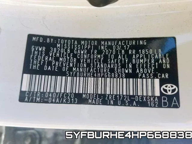 5YFBURHE4HP668838 фото 2