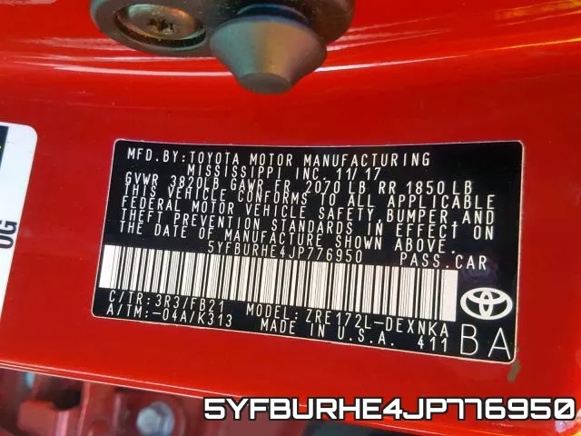 5YFBURHE4JP776950 фото 2