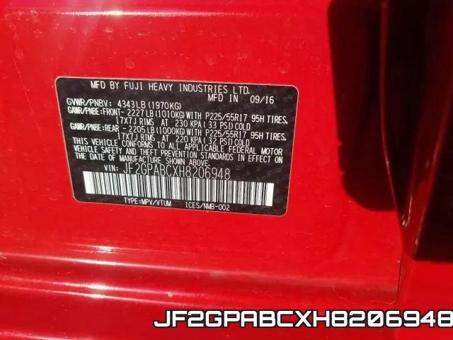 JF2GPABCXH8206948 фото 2