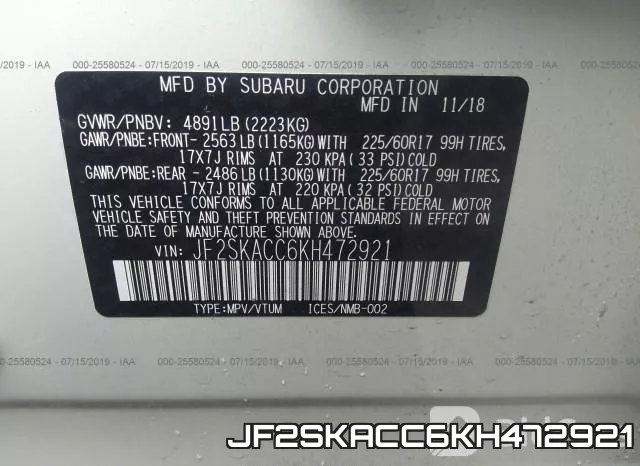 JF2SKACC6KH472921 фото 10
