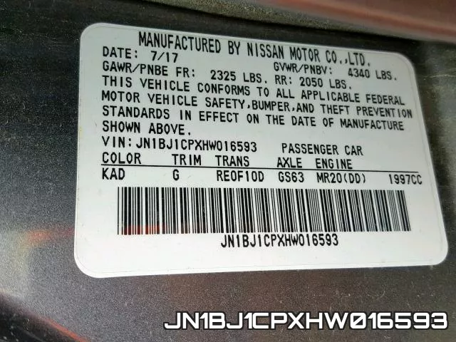 JN1BJ1CPXHW016593 фото 2