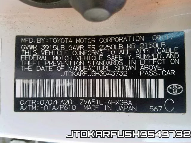 JTDKARFU5H3543732 фото 2