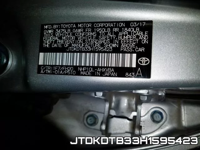 JTDKDTB33H1595423 фото 2