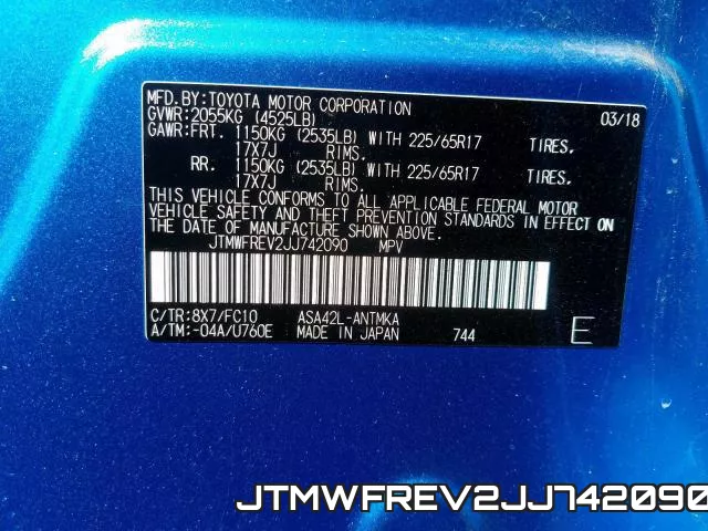 JTMWFREV2JJ742090 фото 2