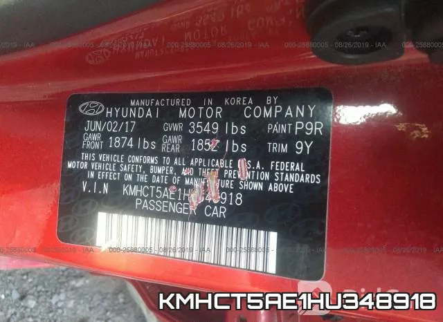 KMHCT5AE1HU348918 фото 10