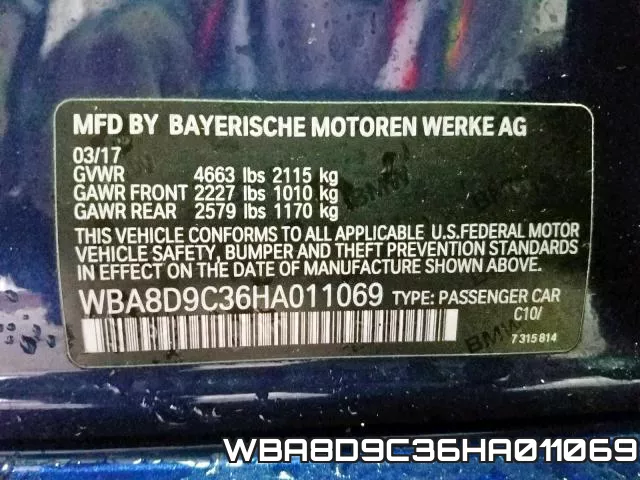 WBA8D9C36HA011069 фото 2