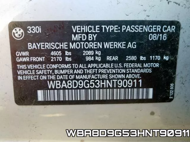 WBA8D9G53HNT90911 фото 2