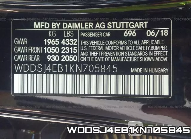 WDDSJ4EB1KN705845 фото 10