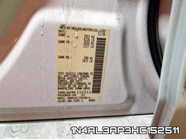 1N4AL3AP3HC152511 фото 2