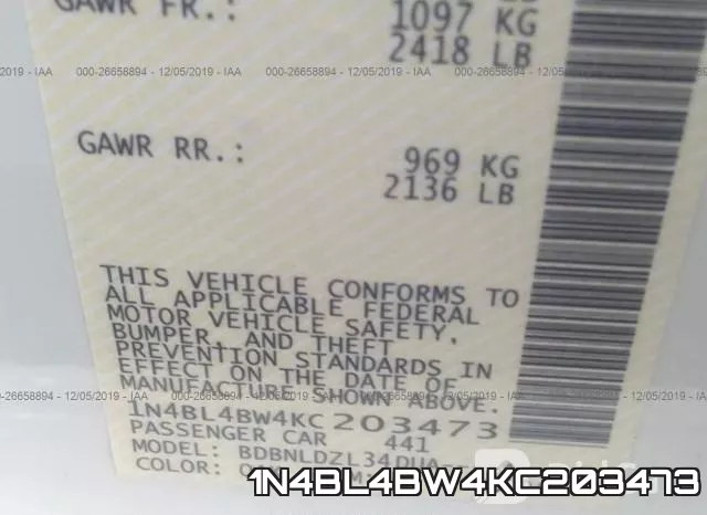 1N4BL4BW4KC203473 фото 10